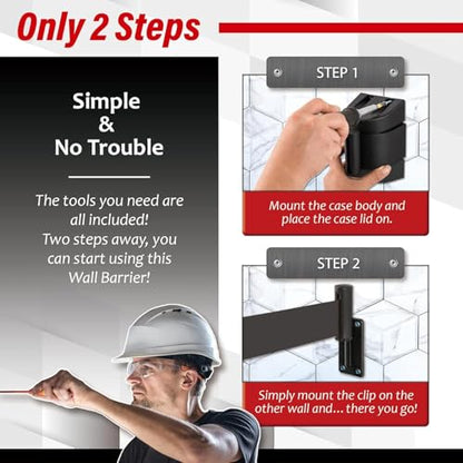 DuraSteel Wall Mount Crowd Control Retractable Belt Barrier - 6.5 Ft Black Retractables Barrier Belt w/ABS Casing Do Not Enter Crowd Control Barriers Line Divider NOT Stanchions with Retractable Belts - color: Black Belt, size: Guardian 2.0 Black Case