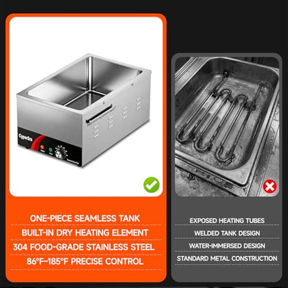 2Pan Commercial Food Warmer, 19QT Buffet Servers and Warmers 1200W