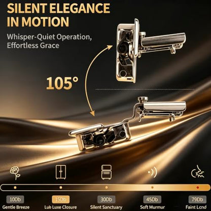 Soft‑Close 1‑1/4" Overlay Cabinet Hinges, 105 Degree 3D Adjustable Concealed Hinges, Satin Nickel Finish, for Face Frame Kitchen Cabinet Doors, 2‑Pack (1 Pair) - size: 1-1/4inch Overlay