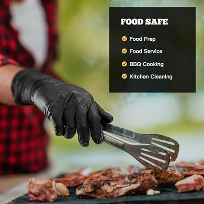 TitanFlex Heavy Duty Black Nitrile Gloves, 6 Mil, Fully Textured, Mechanic Disposable Gloves, Latex Free, Powder Free - size: Large