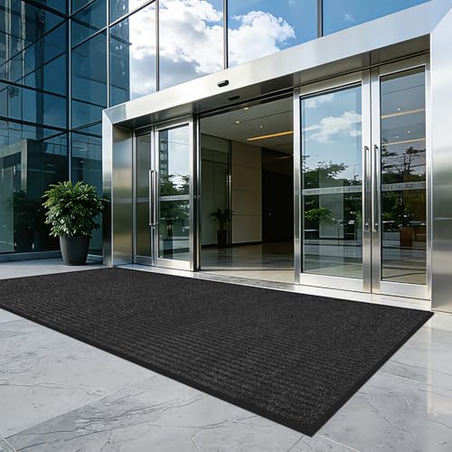 3'x10' Heavy Duty Commercial Grade Mat for Entryway, Large Front Doormat for Outside Entrance&Business High-Traffic Areas, Non-Slip Rubber Backing Runner Rug,Indoor Outdoor Mats,Black - color: Black, size: 3' x 10' (Rectangular)