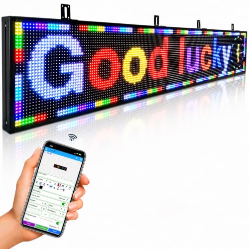 P10 Scrolling Programmable Led Sign For Business Custom Banner Advertising Outdoor Open Digital Led Display Screen Message Board Wifi Control High Brightness Neon Sign 77"X14" - size: P10 77"x14"x2" Indoor/Outdoor