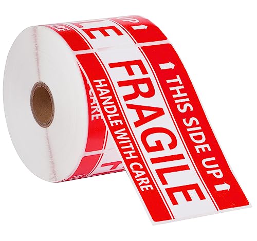 3 x 5 Inch Handle with Care This Side Up 500 Permanent Adhesive Fragile Stickers for Shipping Moving Glass Labels (1 Roll, 500 Labels) - size: 3" x 5", style: 1 Roll - 500 PCS- This Side Up