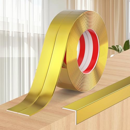 Wall Corner Protector Peel and Stick Corner Trim Molding - color: Gold, size: 1.6 In x 30 Ft