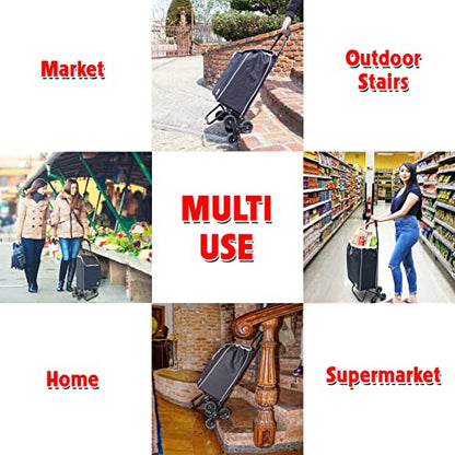 dbest Products Trolley Dolly Sport Stair Climber – Foldable Grocery Cart on Wheels – Multi Use Rolling Cart with Removable Bag, Hand Truck Dolly Function, and Stair Climbing Wheels, Black - size: Sport Stair Climber
