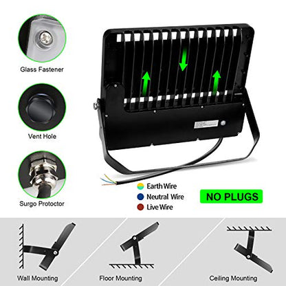 ledmo LED Flood Light Outdoor Fixture with Dusk to Dawn 36000LM 3 Pack - size: Standard/240-Photocell-3