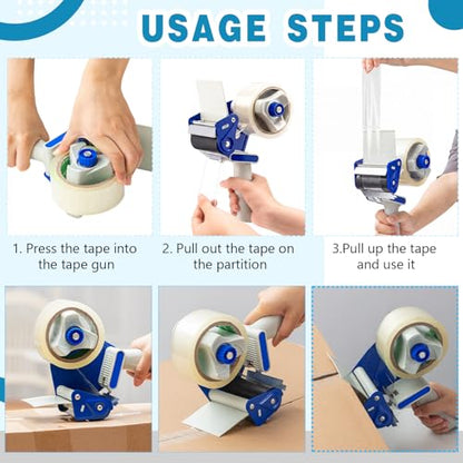 WILLBOND 3 Inch Wide Tape Gun, 4 Pack, Blue - color: Blue