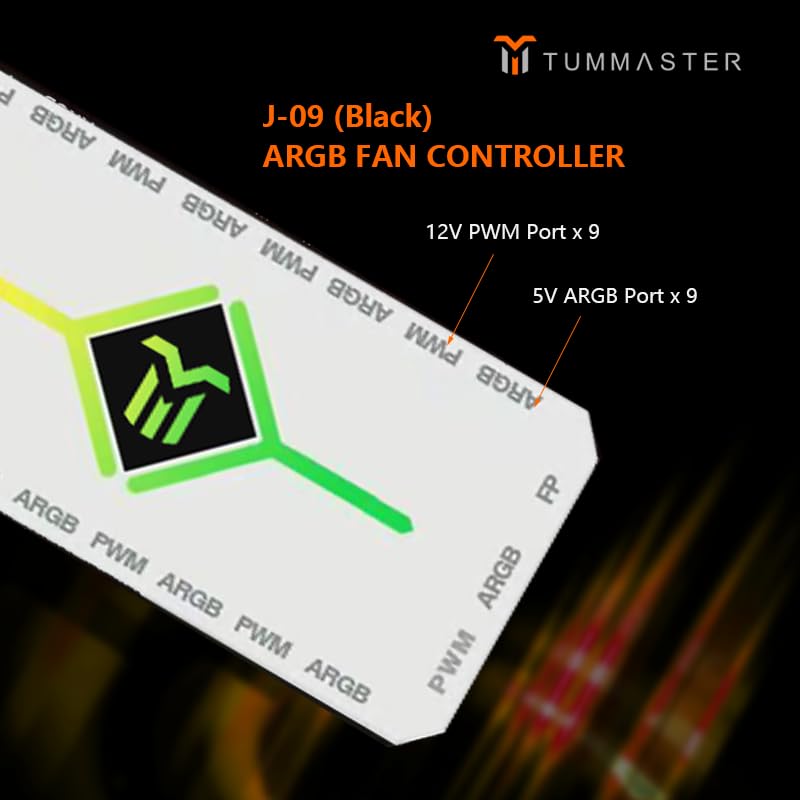 ARGB Fan HUB, 9 Port 4 Pin PC Fan Controller, 5V-3Pin LED Hub, Magnetic Suction, SATA Power Input,RF Remote & Chassis Key Control,Controller Support ARGB PWM Fans Splitter (J-09(White)) - color: J-09(White)