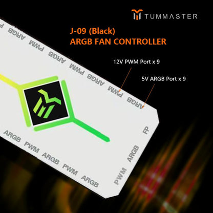 ARGB Fan HUB, 9 Port 4 Pin PC Fan Controller, 5V-3Pin LED Hub, Magnetic Suction, SATA Power Input,RF Remote & Chassis Key Control,Controller Support ARGB PWM Fans Splitter (J-09(White)) - color: J-09(White)