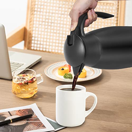 70oz Thermal Coffee Carafe Insulated Coffee Thermos, Stainless Steel Insulated Vacuum Coffee Carafes For Keeping Hot, Double Walled Insulated Vacuum Flask, Tea Water Coffee Dispenser Airpot - color: Black