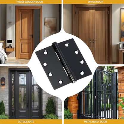 4.5 inch X 4.5 inch Heavy Duty Commercial Door Hinge - color: Black, size: 4.5in X 4.5in