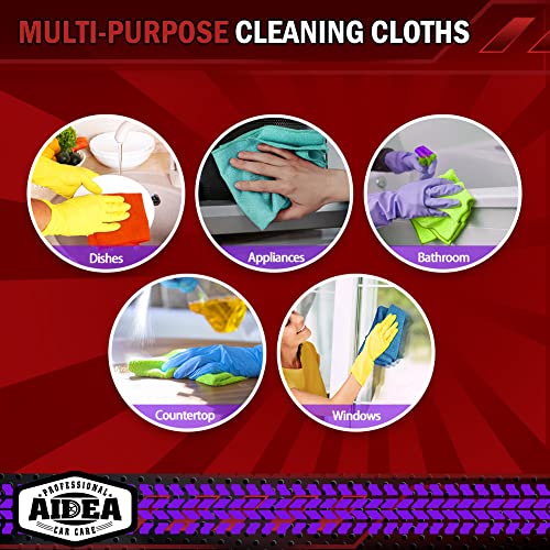 AIDEA Microfiber Cleaning Cloth-400PK, Microfiber Towels for Cars,12×12" - color: Yellow Blue Green, size: 400PK