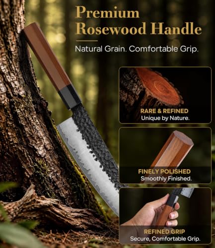 FAMCÜTE 8'' Japanese Knife, Hand Forged Pro Chef Knife with Sandalwood Box - size: 8" Chef Knife+Sandalwood Box