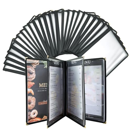 25 Pack Menu Covers, Fits 8.5 x 11 Inch Menu 4 Page 8 View Book Style - size: 8.5" x 11", 4 Page 8 View