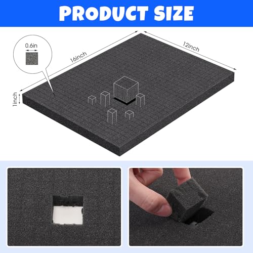 6 Pack 16 x 12 x 1 Inch Pre-cubed Pick Apart Foam Sheets Pre-cut Polyethylene Foam Inserts Black Packing Padding for Tool Box, Camera, Crafts and Storage Case, Black - color: Black, size: 16 x 12 x 1 Inch, style: Pre-cut