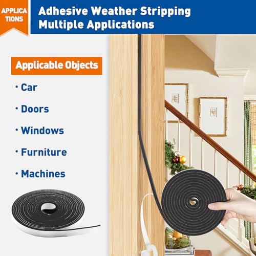 MAGZO 1/2in Wide X 1/8in Thick Weather Stripping Door Seal 99FT - size: 1/2in * 1/8in * 99FT