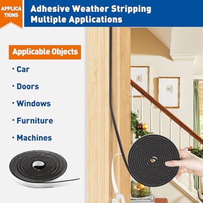 MAGZO 1/2in Wide X 1/8in Thick Weather Stripping Door Seal 99FT - size: 1/2in * 1/8in * 99FT