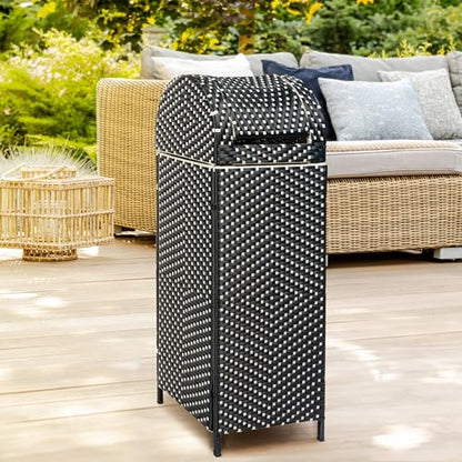happimess Darla 24 Gal Outdoor Trash Can Swing Top, Dark Navy/White - color: Dark Navy/White, size: 24 Gallons