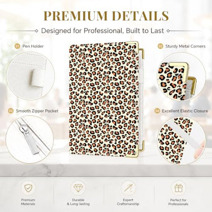 Server Book,7 Pocket Zipper Organizer,Server Books for Waitress - color: Leopard