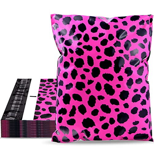10x13 Inch Poly Mailers, Rose Leopard, 100 Pack Self Sealing - color: Rose Leopard