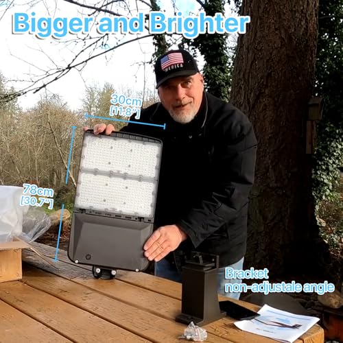 HYPERLITE LED Parking Lot Lights 300W LED Shoebox Light with Dusk to Dawn Photocell - 45000lm 5000K UL Certified IP65 LED Area Light for Court|Stadium|Parking Lot|Roadways - size: 300W