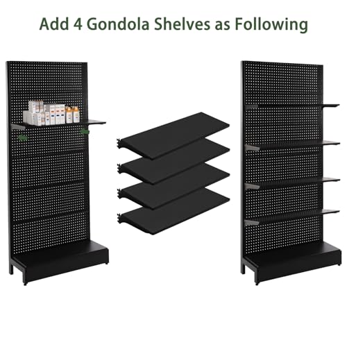 Eastern Tree Pegboard Display Stand, 3x6.5 Feet Gondola Retail Shelving Wall Display for Convenient Grocery Office Supply or Retail Stores, Standing Peg Board Display Rack, No Including 4 Shelves - size: 1 Unit 3 x 6.5 Feet