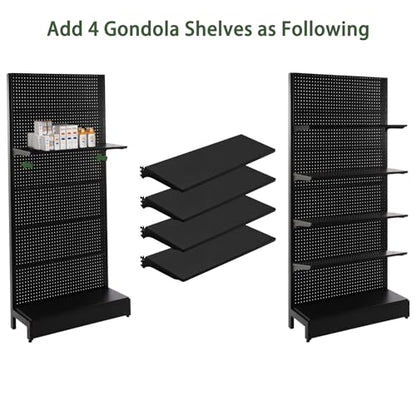 Eastern Tree Pegboard Display Stand, 3x6.5 Feet Gondola Retail Shelving Wall Display for Convenient Grocery Office Supply or Retail Stores, Standing Peg Board Display Rack, No Including 4 Shelves - size: 1 Unit 3 x 6.5 Feet