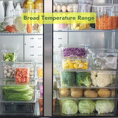 CURTA 6-Pack 1/4 Size 6" Deep NSF Polycarbonate Food Pans with Handled Lids & Drain Trays | Dishwasher & Freezer Safe Clear Container for Prep Tables, Buffet, Salad Bar, Commercial & Home Kitchen - color: 1/4 Size, size: 6" Deep Pan with Lid