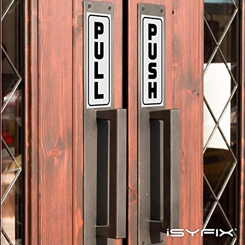 iSYFIX Push Pull Stickers Sign, 2x5 Inch, White/Black, 2 Pack - color: White / Black, size: Vertical 2x5