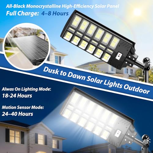 10000W Solar Street Lights Outdoor, IP67 Large Commercial Parking Lot Light - size: 10000W Large 1 Pack