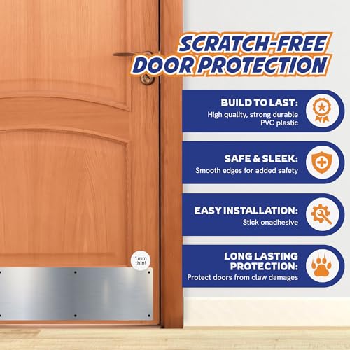 Panther Armor 8x36 in Silver Door Kick Plate, Dog Scratch Door Protector - color: Silver, size: Kick Plate [8x36in]