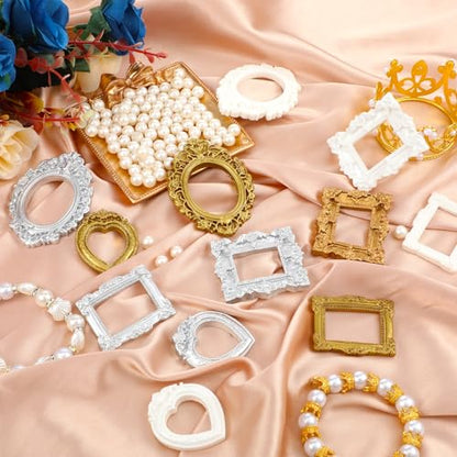 Mini Gold Frames Antique Picture Frame Resin Table Wall Decor, 12Pcs
