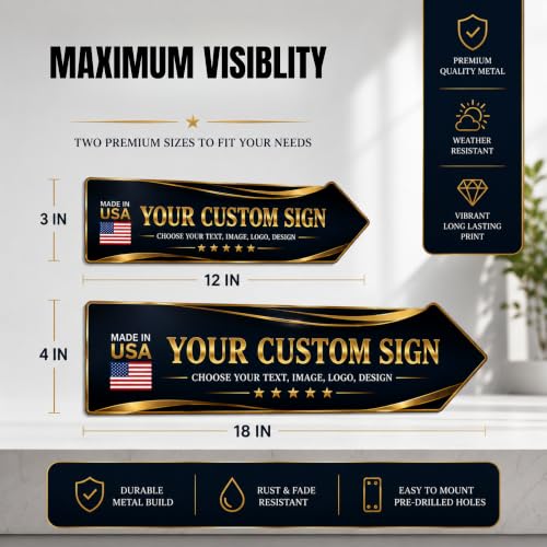 Custom sign outdoor LEFT arrow sign by BCB | direction signs Printed in USA - color: Left Arrow Metal Sign