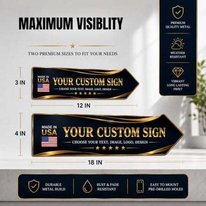 Custom sign outdoor LEFT arrow sign by BCB | direction signs Printed in USA - color: Left Arrow Metal Sign