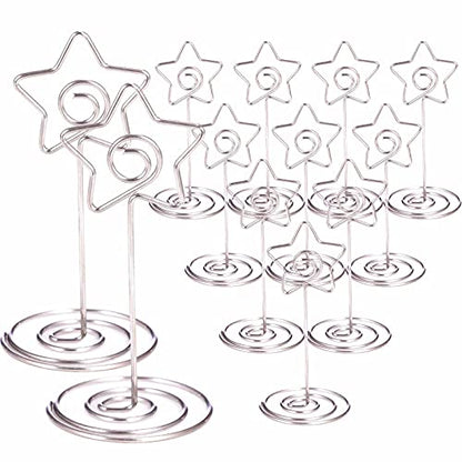 12pcs Table Number Holders Metal, 3.35 inch Place Card Stands for Wedding Centerpieces, Birthday Party - Table Card & Photo Picture Holders (Silver-Star Shaped) - color: Silver-Star Shaped