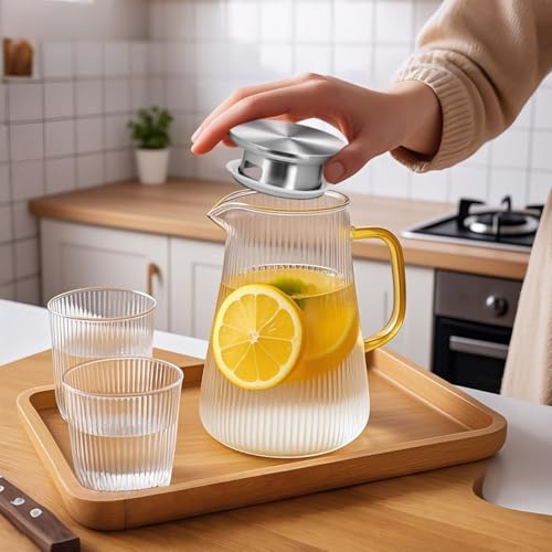Hemobllo Water Pitcher Lid Replacement Stainless Steel Kitchen Jug Cover with Dual Water Outlets Silver Metal Pitcher Lid for Cold Jug Universal Fit for Home and Restaurant Use