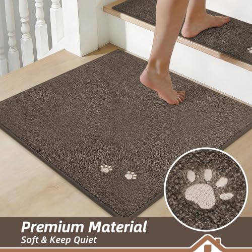 BEQHAUSE Stair Landing Rug Non-Slip 30"x30", Landing Mats for Stairs, Brown - color: Brown - Dog Paws, size: 30 in X 30 in (1 Pieces)