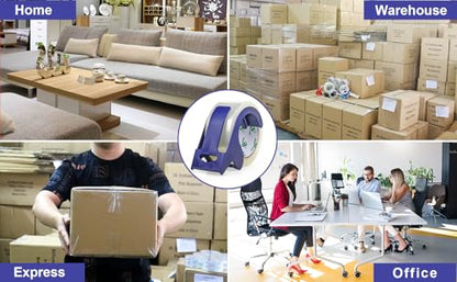 BOMEI PACK 6 Rolls Clear Silent Packing Tape, 1.88" x 60 yds with Blue Dispenser,Heavy Duty Packaging Carton Tape for Shipping Packaing Moving Sealing, 2.4mil Thickness, 60 Yards Per Roll - color: Clear