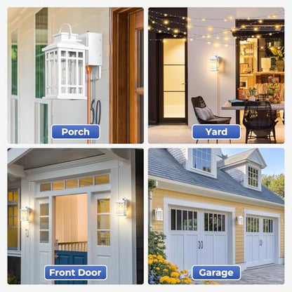 White Dusk to Dawn Outdoor Lighting with GFCI Outlet, Aluminum - color: White, size: D2D 1-Pack