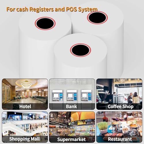 2 1/4''x 85' Thermal Receipt Paper Rolls, POS Cash Register Paper Roll (5 Rolls) - size: 2 1/4" x 85"