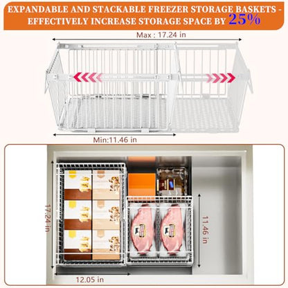 Large Freezer Organizer Bins for 10 to 20 Cu.Ft,2 Pack , Leak-Proof Bottom