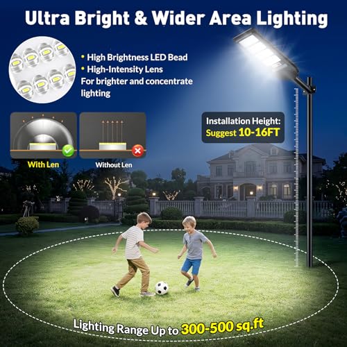 Solar Street Lights Outdoor 2-Pack, 18000LM 6500K Waterproof LED Motion Sensor Solar Flood Light, Dusk to Dawn Outdoor Lighting with Remote, Solar-Powered Commercial Area Lighting for Parking Lot Yard - size: 2-Pack