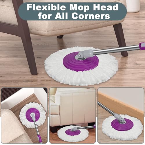 Traditional Large Spin Mop and Bucket, 2 Gal Capacity, Purple - size: Large - 6 Refills- Purple