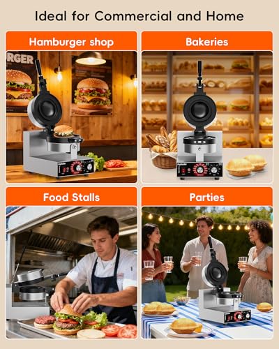 Ufo Burger Maker Machine, 110V Electric Ufo Sandwich Maker w/Adjustable Temperature and Timer, Stainless Steel Ice Cream Burger Maker for Dining Room, Kitchen, Restaurant, Burger Sealer - style: Burger Press