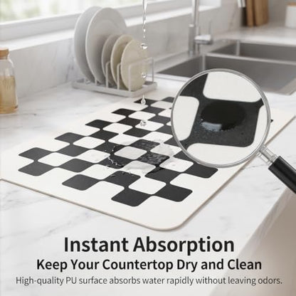 Mellon Checkered Expresso Mat in Different Colors,Kitchen Counter Mat - color: Black Checkered