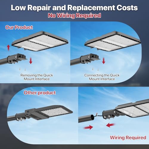 Kifflux 400W LED Parking Lot Light, Pole Light with Dusk to Dawn Photocell - size: 400watt 1pack