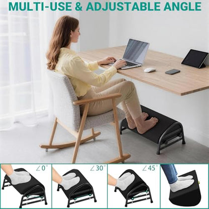 YEASHEIN Adjustable Foot Rest for Under Desk at Work, Ergonomic Foot Stools - color: Black