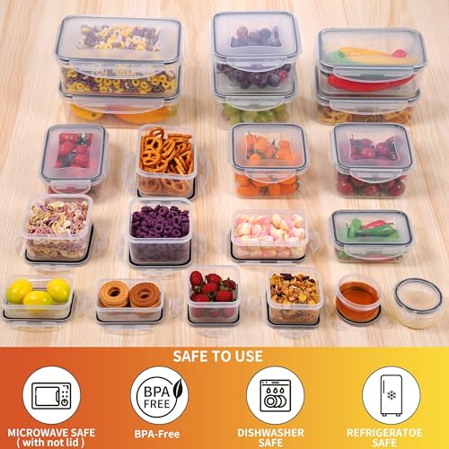 40 PCS Plastic Food Storage Containers with Lids Airtight, BPA-Free Leakproof Meal Prep Containers Reusable,Microwave & Dishwasher & Freezer Safe,Includes Labels & Pen - color: Black 20 Pack