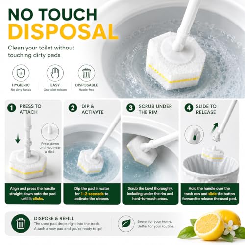Clean Brush Heat 60 Count Disposable Toilet Bowl Cleaner Brush Heads - size: 1 Count (Pack of 60)
