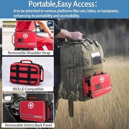 Besst Survivor Comprehensive First Aid Kits- Advanced Trauma Kits with Labeled Compartments, Large Emergencies Medical Kits for Car, Home, Camping and Outdoor Emergencies -324Piece Set - size: Max